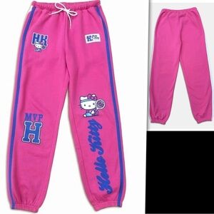 Hello Kitty Hot Pink Jogger Pants with Embroidered Logo.